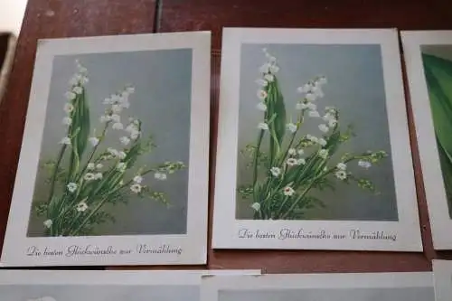 sechs tolle alte Künstlerkarten - Meissner & Buch Rosen und Maiglöckchen