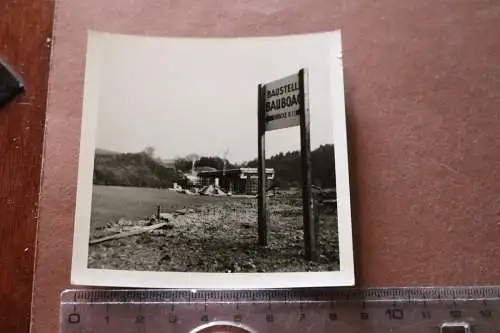 tolles altes Foto - Baustellenschild - Bau der neuen Brücke über die Wupper 1967