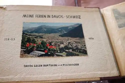 tolles altes Album 94 Fotos und Ansichtskarten - Ferien in Davos Schweiz 1956