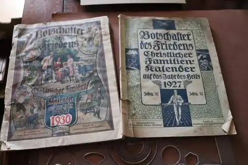 zwei alte Kalenderhefte - Botschafter des Friedens 1927 und 1930