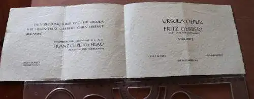 alte Verlobungsbekanntgabe eines Uffz der Luftwaffe  Oels i. Schlesien 1942