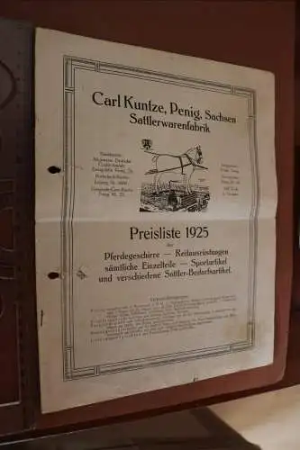 tolle alte Preisliste - C. Kuntze, Penig, Sachsen - Sattlerwarenfabrik 1925