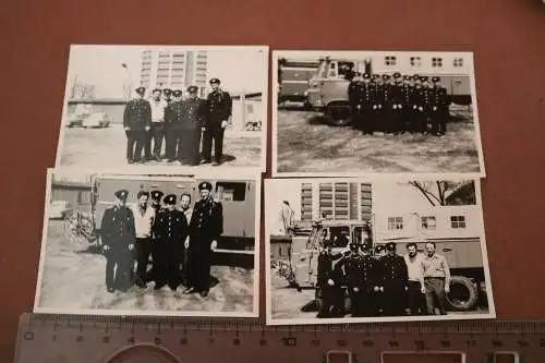 vier alte Fotos - Feuerwehr ? Männer in Uniform  Raum Grimma - 70-80er Jahre