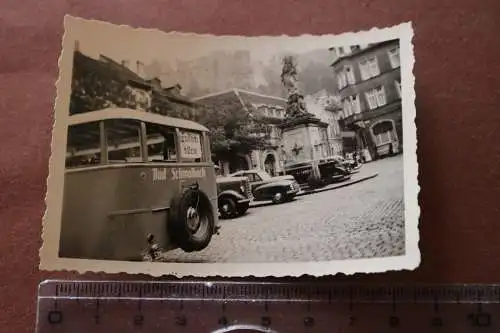 tolles altes Foto - Kornmarkt Heidelberg - Oldtimer - Bus und PKW 