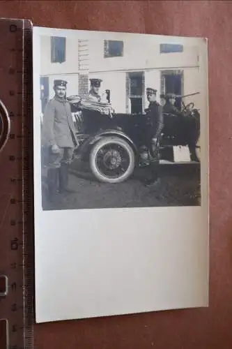 tolles altes Foto  - Fahrdienst Soldat in Ledermontur - Oberlt. Hansen Rücksitz