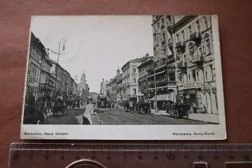 tolle alte Karte - Warschau  Neue Weltstrasse 1916 als Feldpost gelaufen