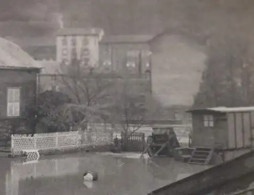 altes Foto - überschwemmtes Dorf Stadt  Tal-Str. Elsass ? Frankreich ? Ort ?  