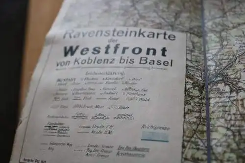 große alte Ravensteinkarte der Westfront von Koblenz bis Basel . Dez 1939 auf Le