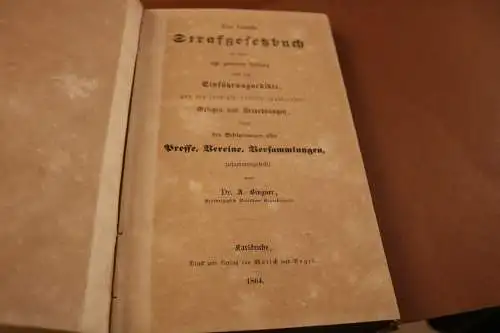 altes Buch - Das badische Strafgesetzbuch 1864