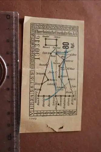 tolle alte Fahrkarte ? Oberrheinische Eisenbahn Ges.AG  - 30-40er Jahre ?