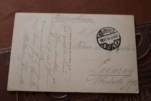 tolle alte Karte - Mühlhausen - Hauptpost - Partie am neuen Bassin 1914