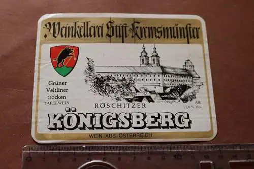 altes Weinetikett - Röschitzer Königsberg - Weinkellerei Stift Kremsmünster -