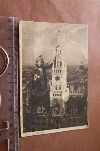 tolle alte Karte - Fotomontage - Münchner Kindl und Frauenkirche 1900-1920 ?