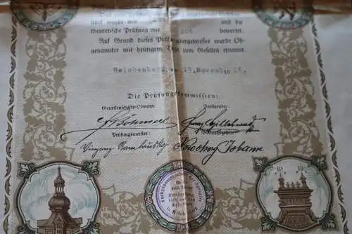 toller alter Gesellenbrief mit Hülle  für einen Spengler - Reichenberg 1926 