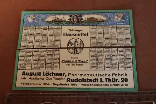 toller alter Kalender Postkartengröße 1928  A. Löchner , Rudolstadt