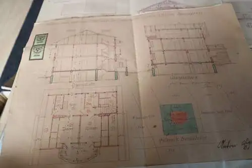 fünf tolle alte Bauzeichnungen Siedlungswohnhaus in Hötting, Innsbruck 1929