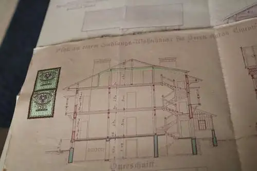 fünf tolle alte Bauzeichnungen Siedlungswohnhaus in Hötting, Innsbruck 1929