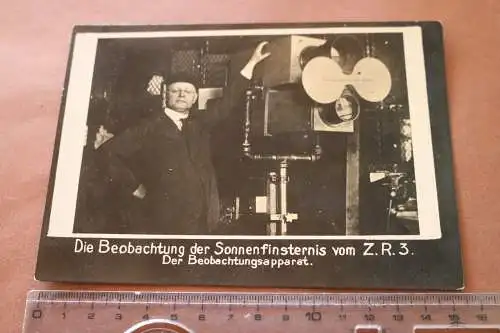 tolle alte Fotokarte - Beobachtungsapparat Sonnenfinsternis Z.R.3. Luftschiff