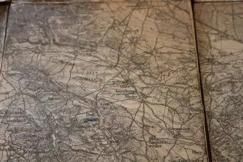 sehr alte Karte - Raum Elsass  - Pfetterhausen, Diefmatten 1900-1914 auf Leinen