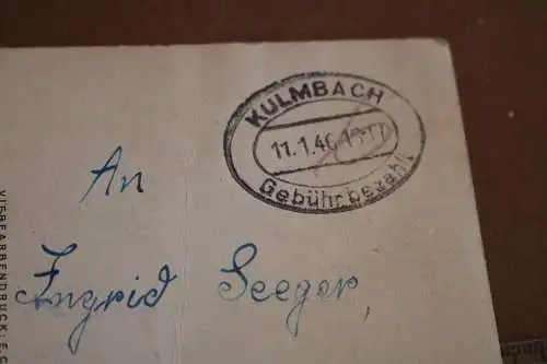 tolle alte Karte - Alt Kulmbach Rathaus mit Zinsfelderbrunnen 1946 Poststempel 