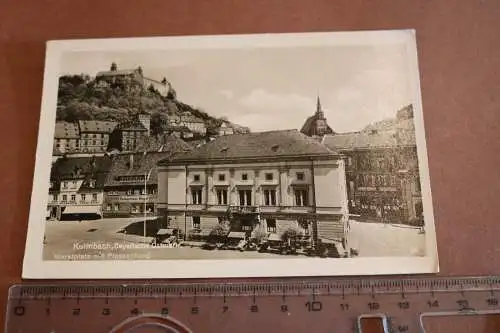 tolle alte Karte - Kulmbach Marktplatz mit Plassenburg 30er Jahre