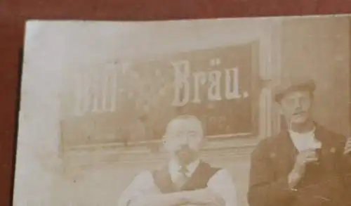 tolles altes Gruppenfoto Familie  - Gasthaus - Werbung Bill-Bräu - Hamburg