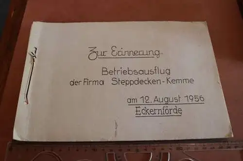 selbstgemachtes Album acht Fotos - Betriebsausflug Steppdecken-Kemme - 1956 