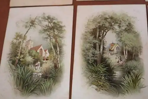 sechs tolle alte Künstlerkarten - romantische Ansichten - Künstler ??1915-16 