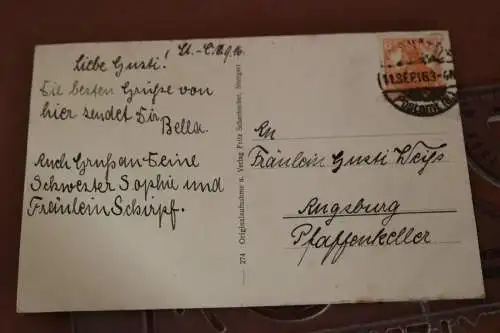 tolle alte Karte - Stuttgart Schicksalsbrunnen am Kgl. Hoftheater 1916