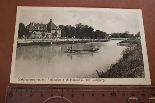 tolle alte Karte - Waldrestauration mit Floßhafen - Hochablaß bei Augsburg 1916?