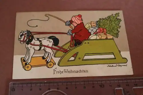 tolle alte Glückwunschkarte Frohe Weihnachten Künstlerkarte G. Caspari 1900-10