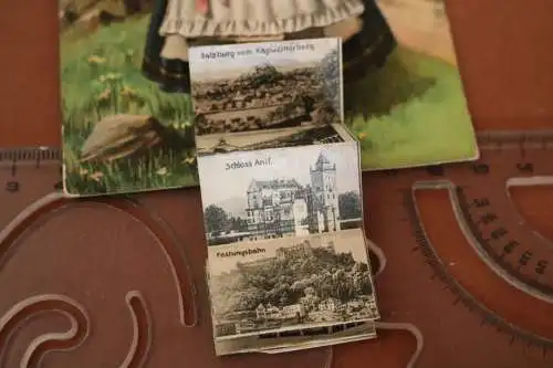 tolle alte Rucksack Karte - Frau in österr. Tracht Lithos Salzburg 1900-1910