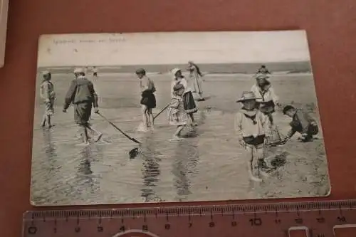 tolle alte Karte - Norderney Spielende Kinder am Strand 1906