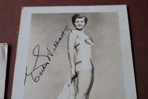 alte Karte Esther Williams signiert aber gedruckt + orig. Umschlag von MGM 1954