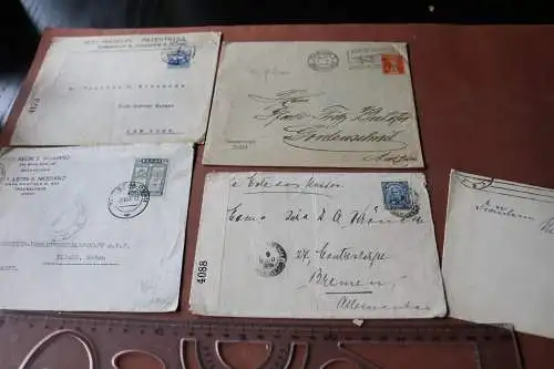fünf alte Umschläge - Aufkleber Zensur geöffnet usw. 20-40er Jahre 