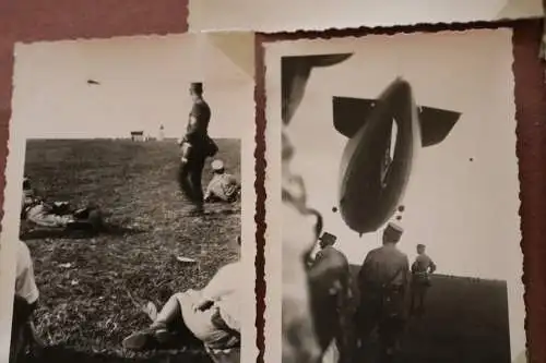 vier tolle alte Fotos - Luftschiff LZ130  - Graf Zeppelin Landung oder Start