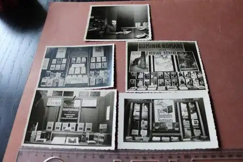 fünf tolle alte Fotos Schaufenster Buchhandlung Greiz Thüringen 30er Jahre 