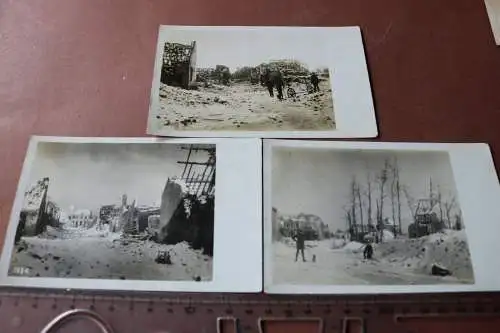 drei alte Fotos - Frankreich zerstörters Dorf Graincourt 1917