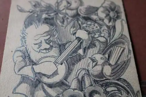 tolle alte Handzeichnung - Kobold ? signiert Hölldobler 1943 