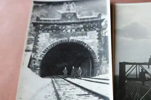 drei tolle alte Fotos  Dampflok , Eisenbahntunnel, Gleisanlagen Raum Trier  30-4