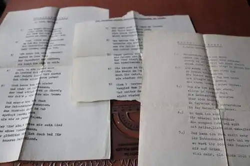 drei maschinengeschriebene Seiten - Liedtexte ? Gedichte ? Fritz Pastyrik 