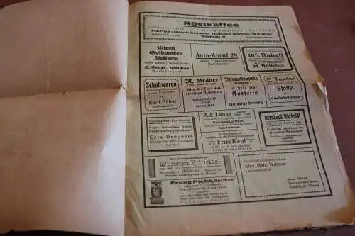 altes Programmblatt deutsches Nationaltheater Weimar mit Werbung 1926