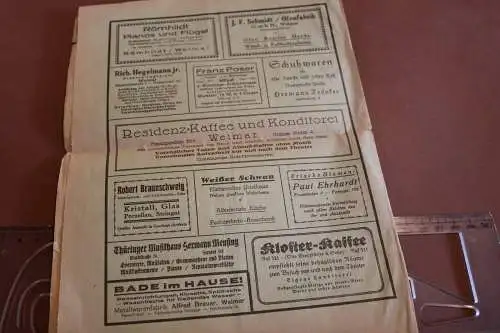 altes Programmblatt deutsches Nationaltheater Weimar mit Werbung 1926