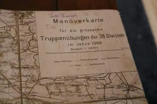 tolle alte Manöverkarte Truppenübungen der 38. Division 1906 Sonderhausen