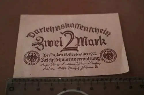 toller alter zwei Mark Schein - Darlehnskassenschein  1922