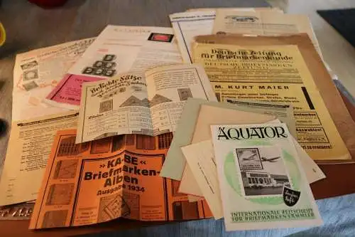 Konvolut alter Briefmarken-Werbungen, Briefmarkenhändler 30er Jahre 