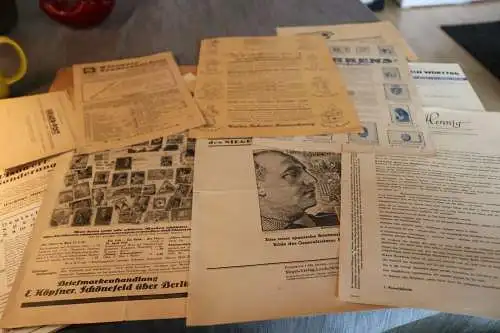 Konvolut alter Briefmarken-Werbungen, Briefmarkenhändler 30er Jahre 