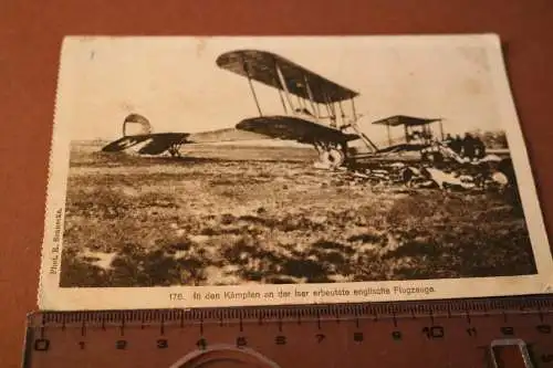 tolle alte Karte - erbeutete englische Flugzeuge bei den Kämpfen an der Iser