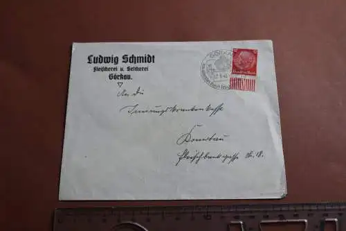 toller alter Briefumschlag Fleischerei L. Schmidt - Görkau  1940 Sonderstempel