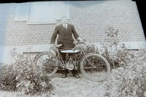 tolles altes Glasnegativ - Oldtimer Motorrad - Olymp... ??  1900-1910 ??